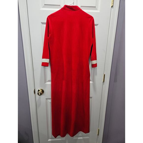 Vintage 70's Vanity Fair Velour Red White Ladies Robe Housecoat Size M - Picture 6 of 12